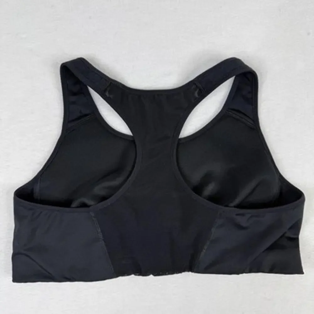 Nike Sports Bra Swoosh Logo L Black Racerback Stretch Pullover Athletic Logo